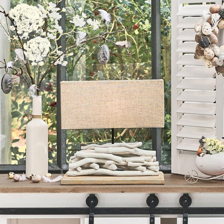 Image du produit Loberon Lampe de table Caribou lin/blanc (E27)