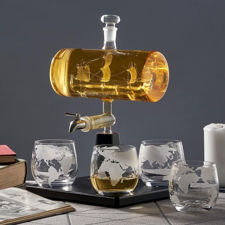 Image du produit Oak & Steel Verres à whisky et décanteurs Bateau (1 l)