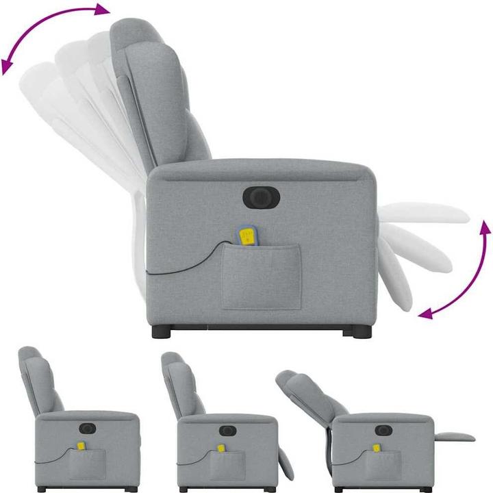 Immagine prodotto vidaXL Poltrona massaggiante elettrica con ausilio per la posizione eretta Tessuto grigio chiaro