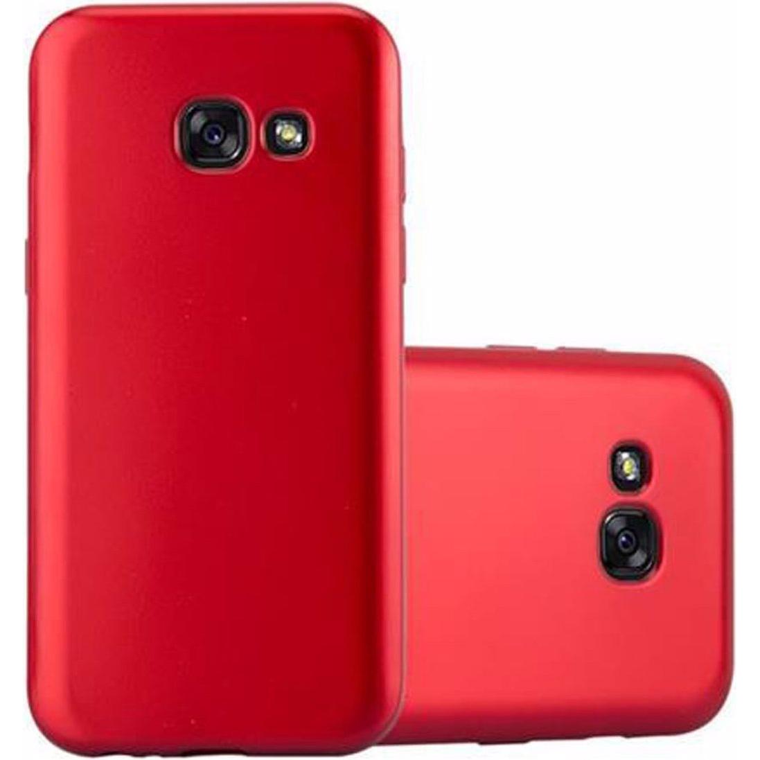 Cadorabo TPU Matt Metallic Cover (Samsung Galaxy A3 (2017)), Smartphone Hülle, Rot