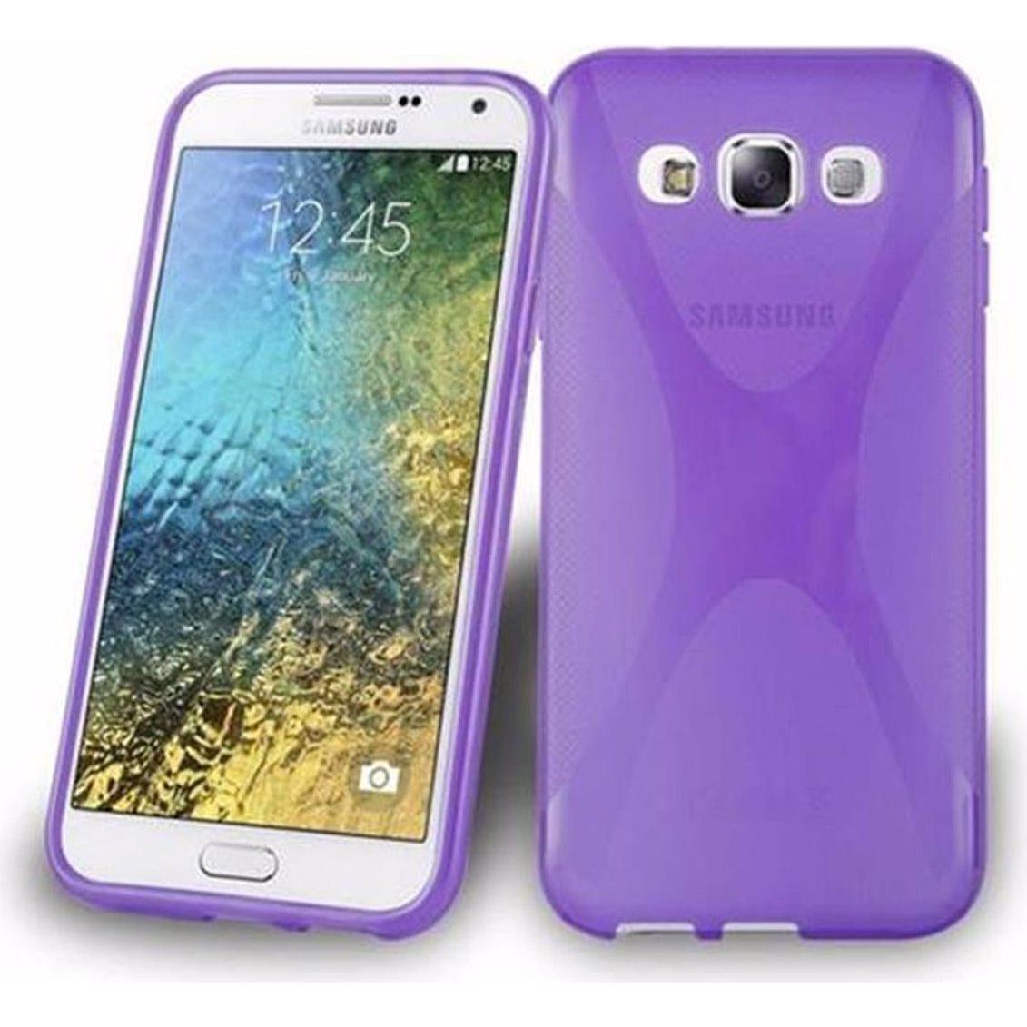 Cadorabo TPU X-Line Cover (Samsung Galaxy E5), Smartphone Hülle, Violett