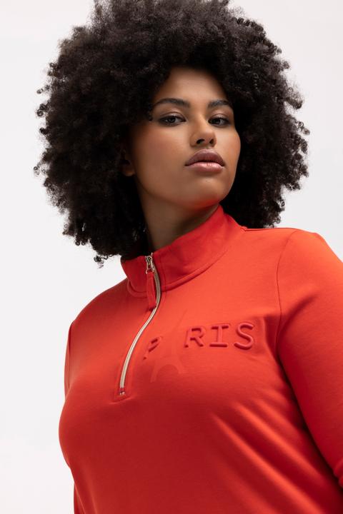 Image du produit Ulla Popken Sweat-shirt, tour Eiffel, col montant, fermeture Éclair, manches longues (58)