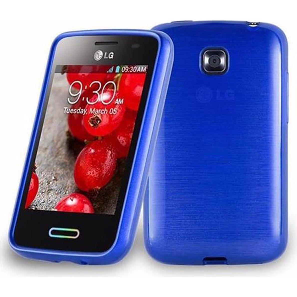 Cadorabo TPU Brushed Cover (LG Optimus L3 II), Smartphone Hülle, Blau