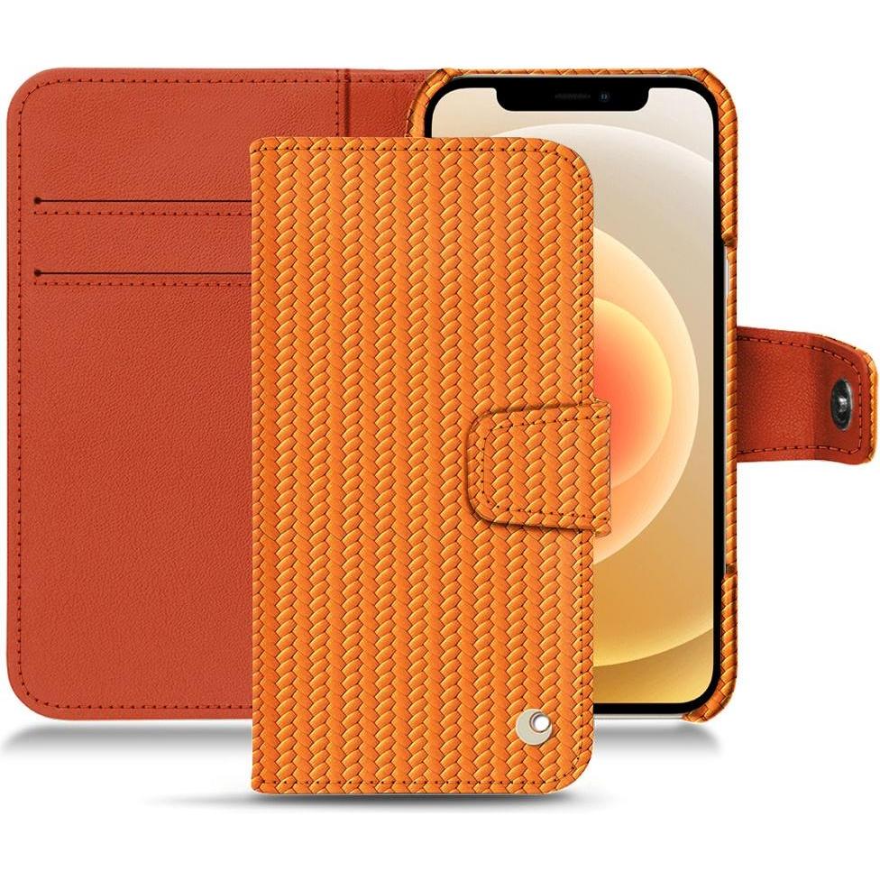 Noreve Lederschutzhülle Wallet (Apple iPhone 12 mini), Smartphone Hülle, Orange