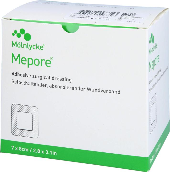 Actual product image Mölnlycke Mepore self-adhesive absorbent wound dressing 7 x 8 cm, 55 pcs. plasters (55x)