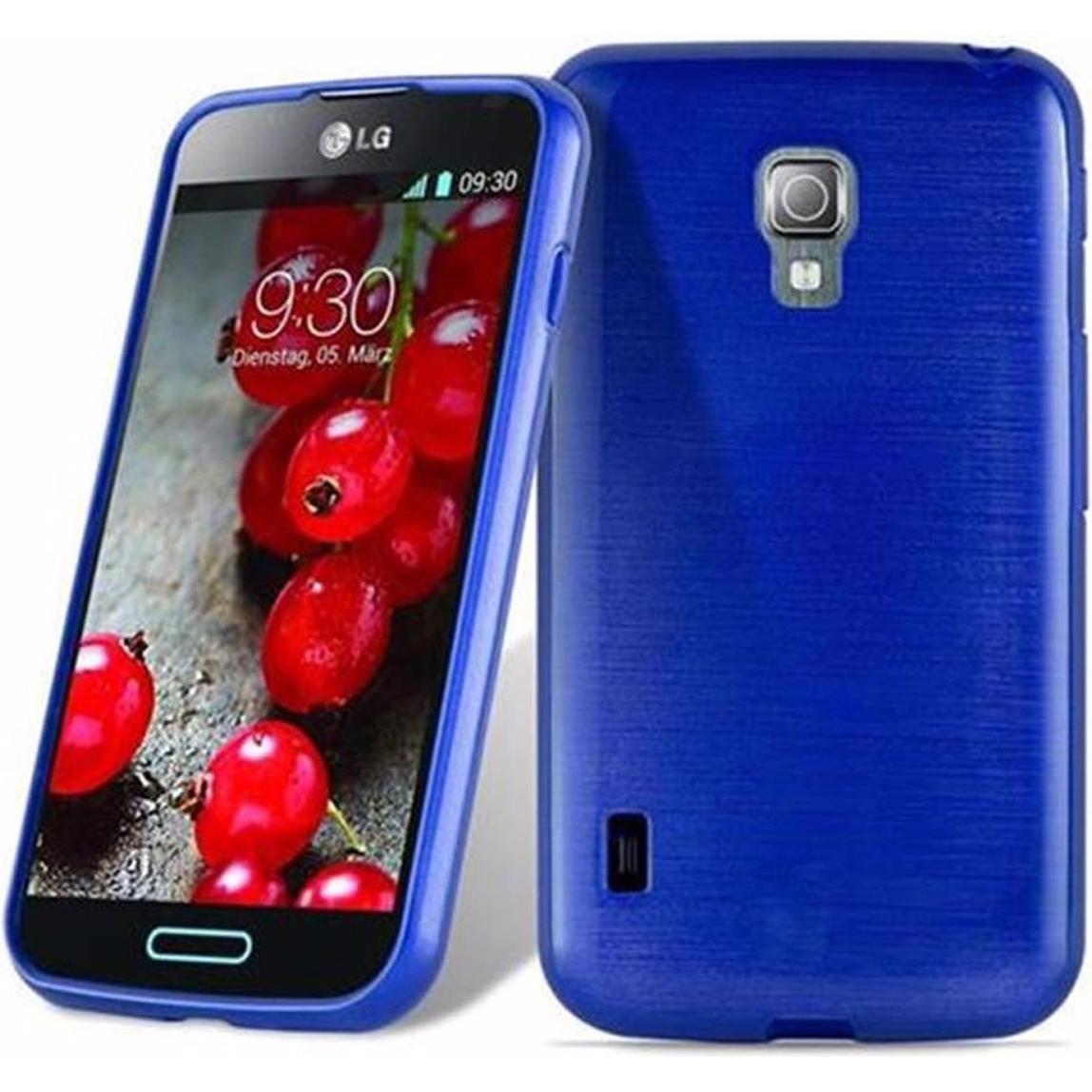 Cadorabo TPU Brushed Cover (LG Optimus L7 II), Smartphone Hülle, Blau