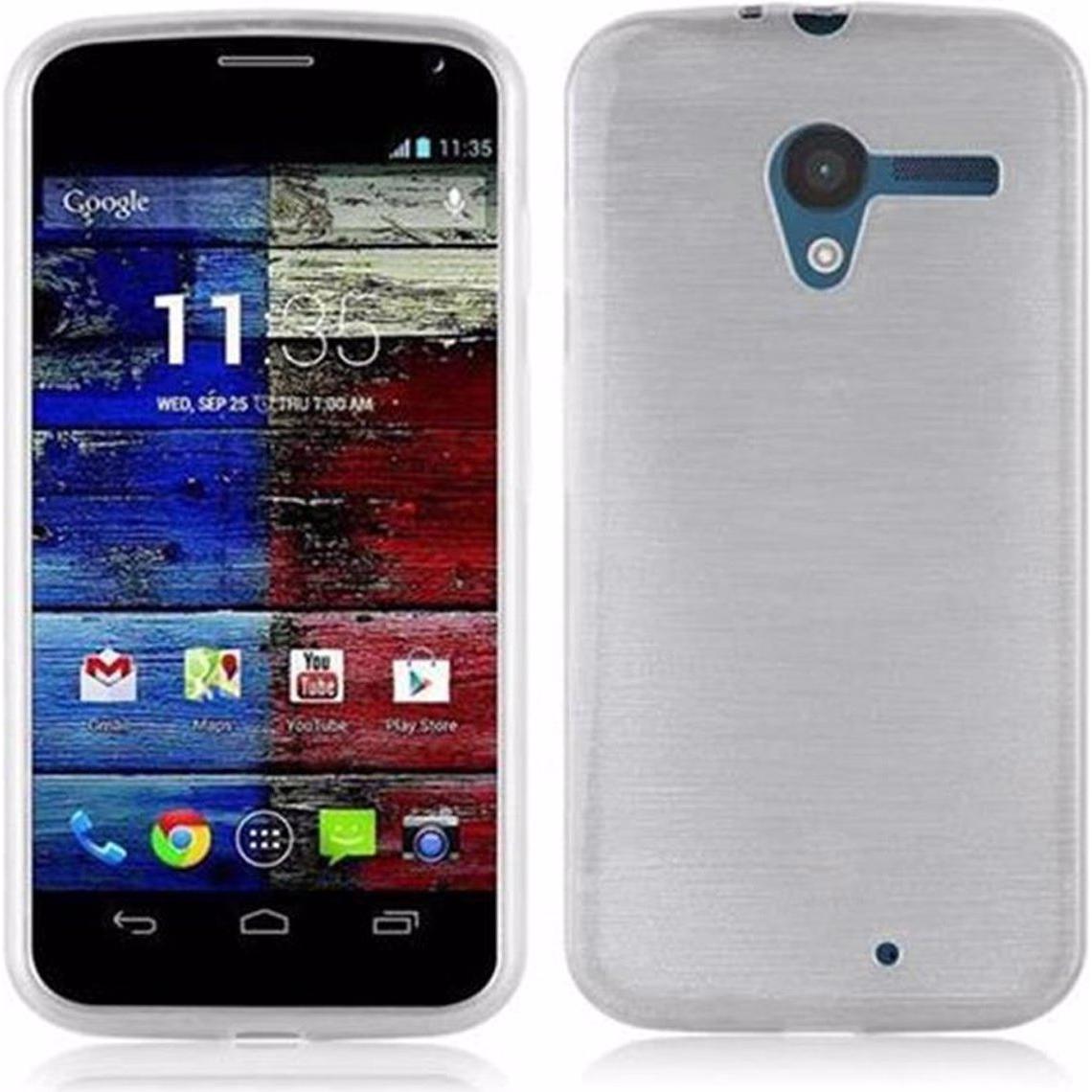 Cadorabo TPU Brushed Cover (Motorola Moto X), Smartphone Hülle, Silber