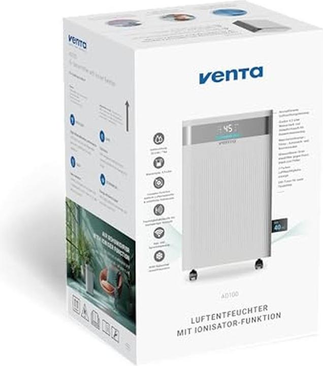 Productafbeelding Venta AD100 EU Luftentfeuchter für hygienische Entfeuchtung (40 m², 20 l/24h)