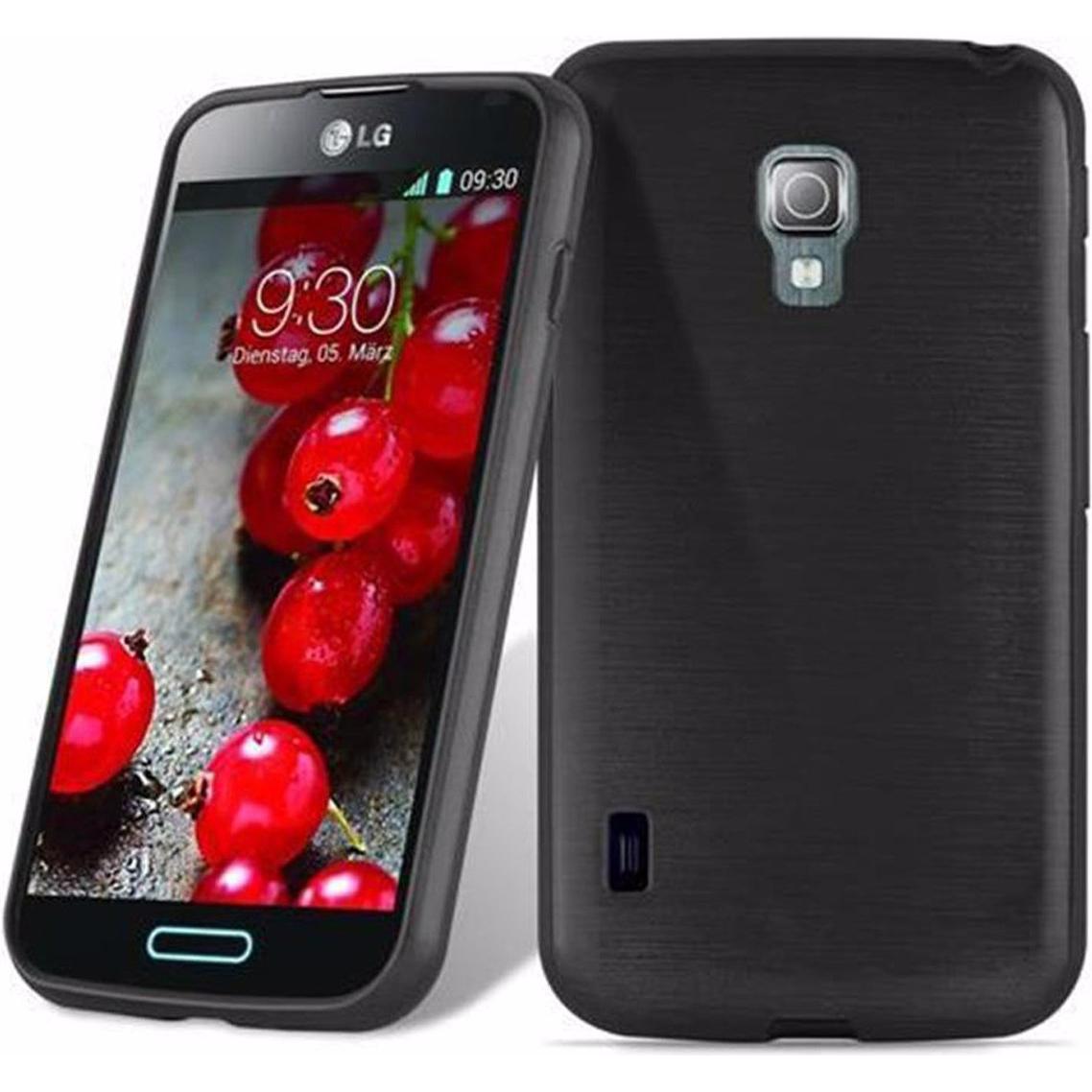 Cadorabo TPU Brushed Cover (LG Optimus L7 II), Smartphone Hülle, Schwarz
