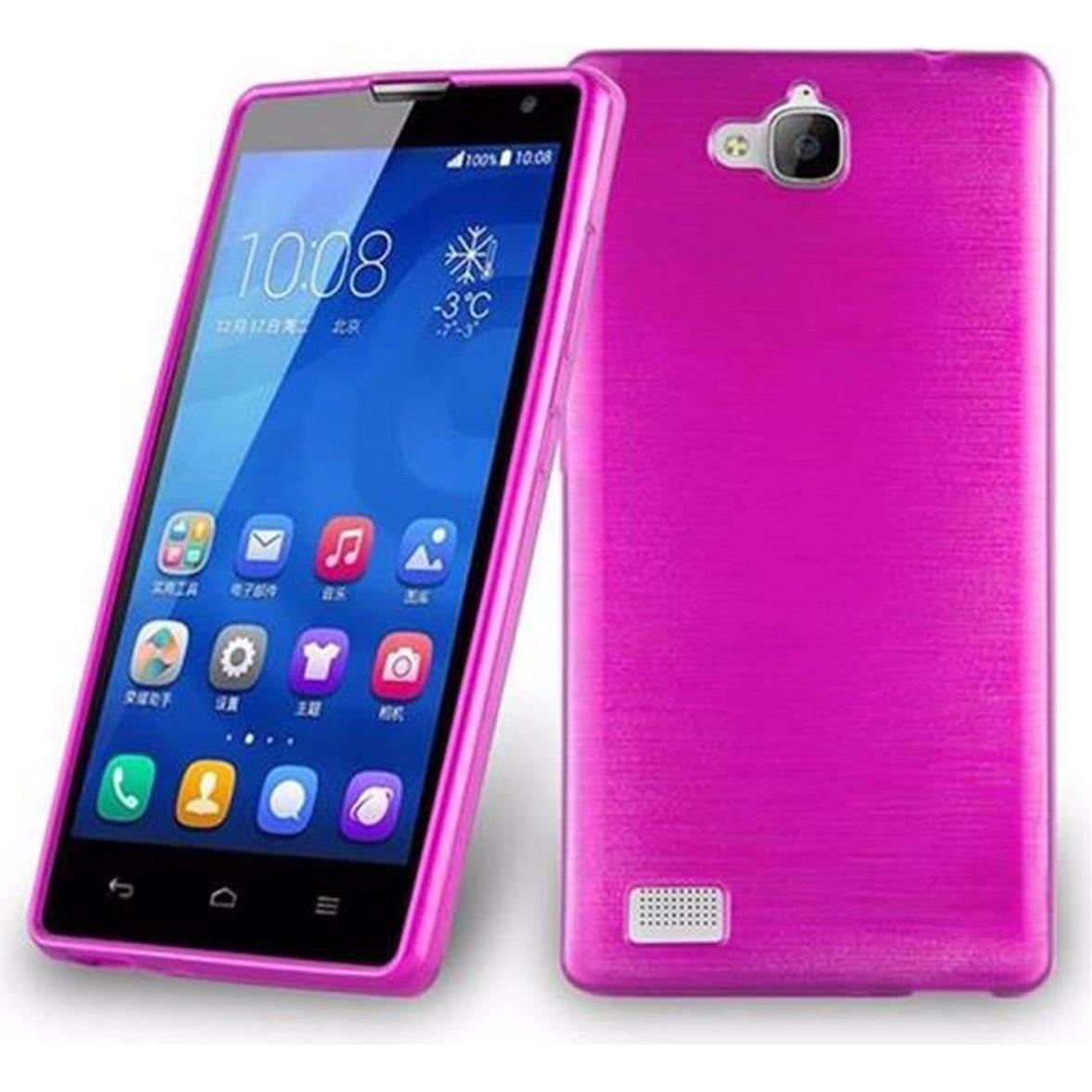 Cadorabo TPU Brushed Cover (Honor 3), Smartphone Hülle, Rosa