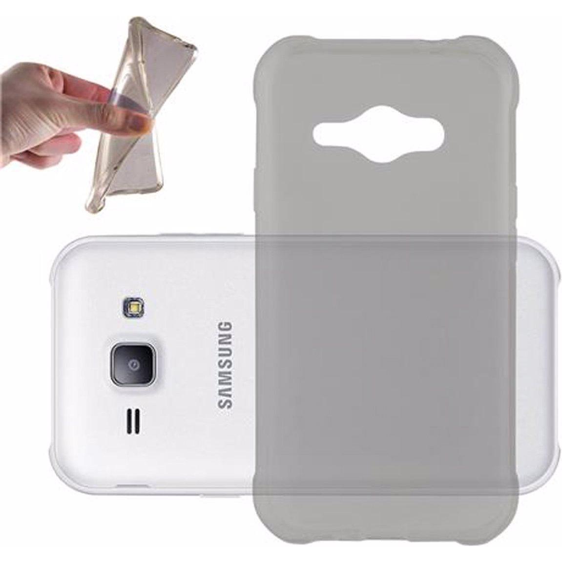 Cadorabo TPU Ultra Slim AIR Cover (Samsung Galaxy J1 Ace), Smartphone Hülle, Schwarz