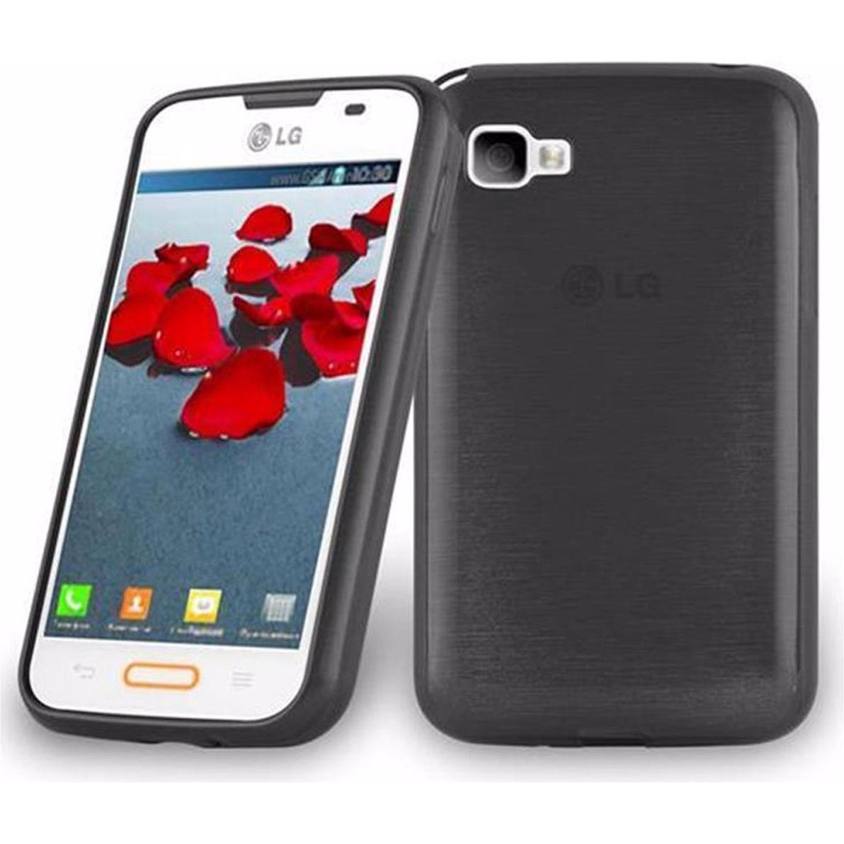 Cadorabo TPU Brushed Cover (LG Optimus L4 II), Smartphone Hülle, Schwarz