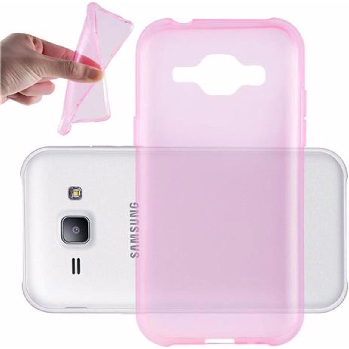 Cadorabo TPU Ultra Slim AIR Cover (Samsung Galaxy J1), Smartphone Hülle, Pink