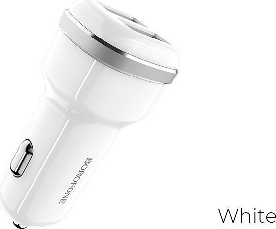 Borofone Caricabatterie da auto 2x USB, bianco