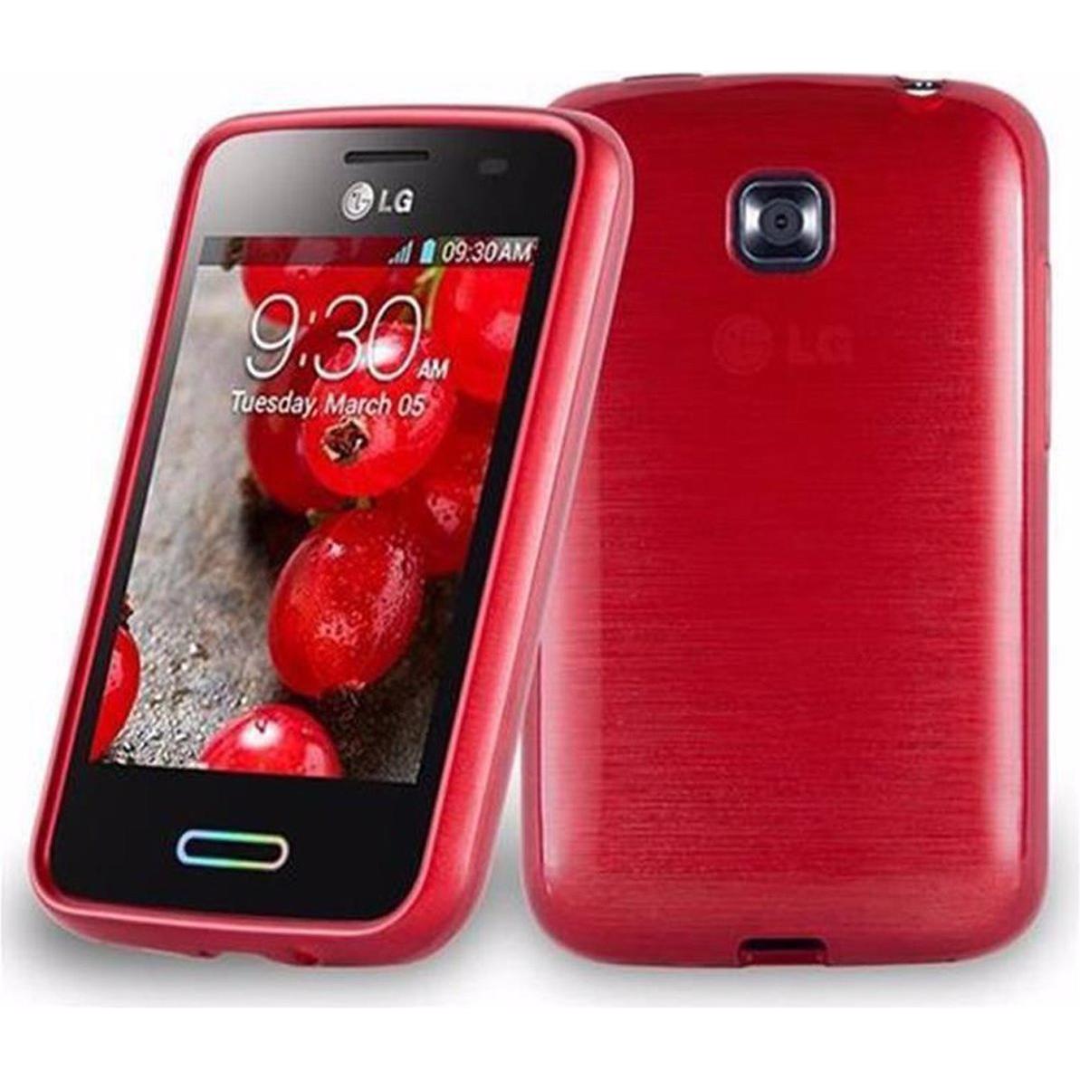 Cadorabo TPU Brushed Cover (LG Optimus L3 II), Smartphone Hülle, Rot