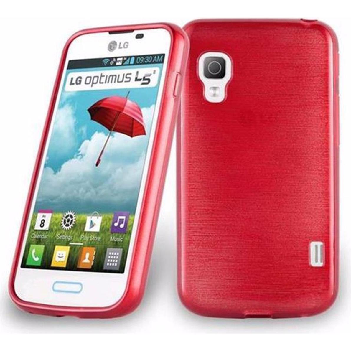 Cadorabo TPU Brushed Cover (LG Optimus L5 II), Smartphone Hülle, Rot