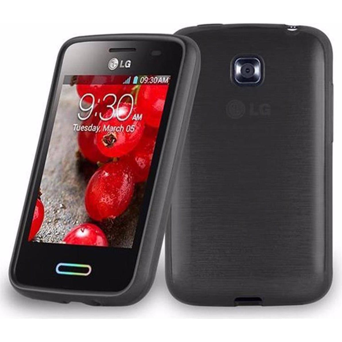 Cadorabo TPU Brushed Cover (LG Optimus L3 II), Smartphone Hülle, Schwarz