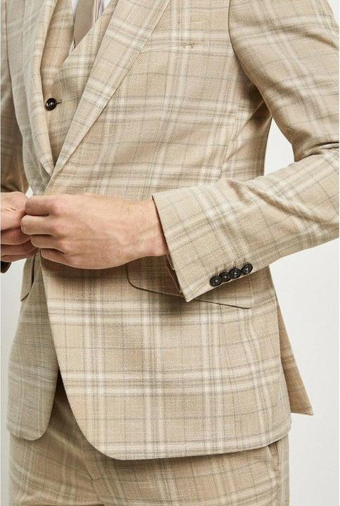 Actual product image Burton Mens Checked Textured Skinny Suit Jacket