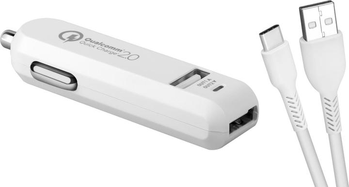 Produktbild Avacom CarMAX 2 nabÃ­jeÄka do auta 2x Qualcomm Quick Charge 2.0, bÃ­lÃ¡ barva (USB-C kabel)