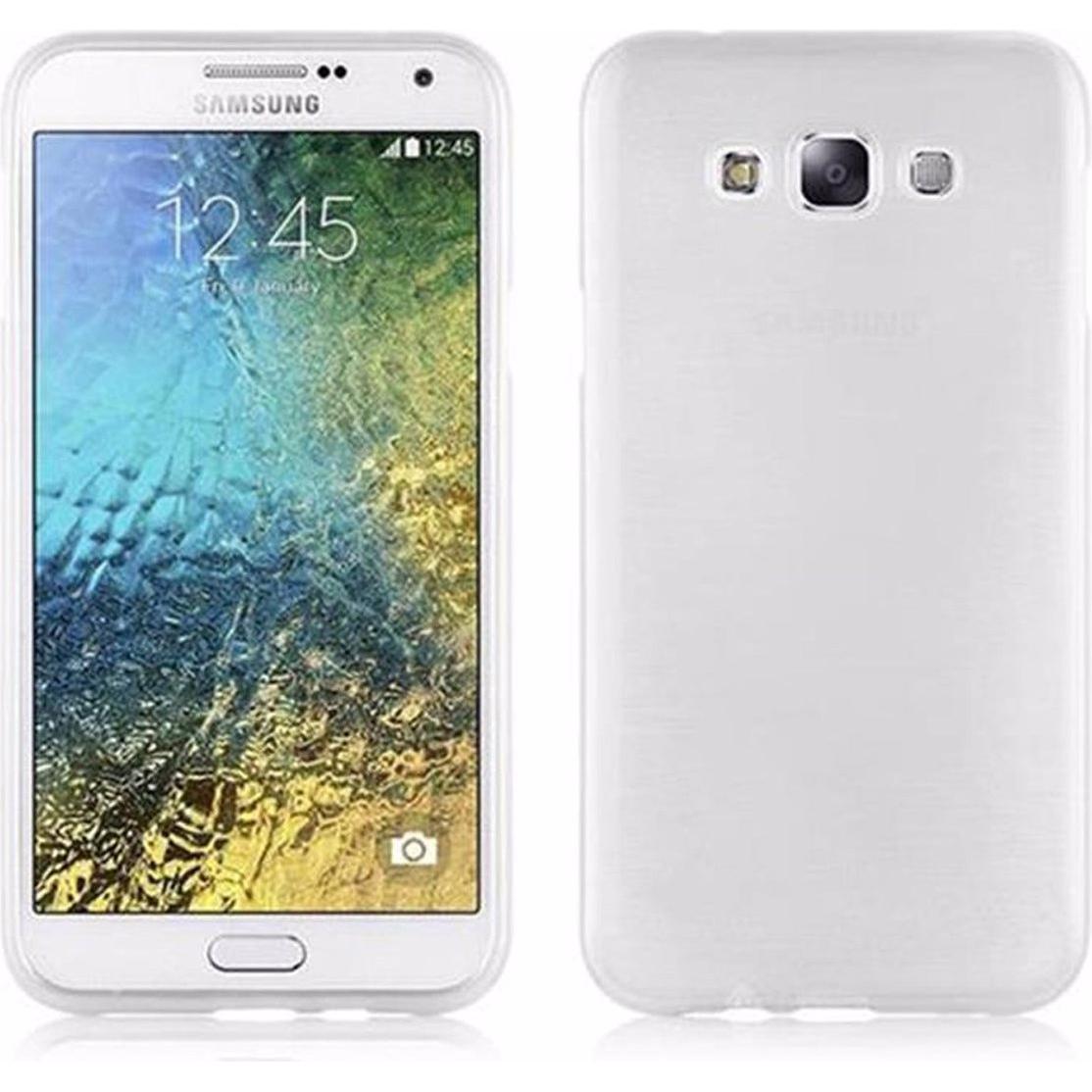 Cadorabo TPU Brushed Cover (Samsung Galaxy E7), Smartphone Hülle, Silber