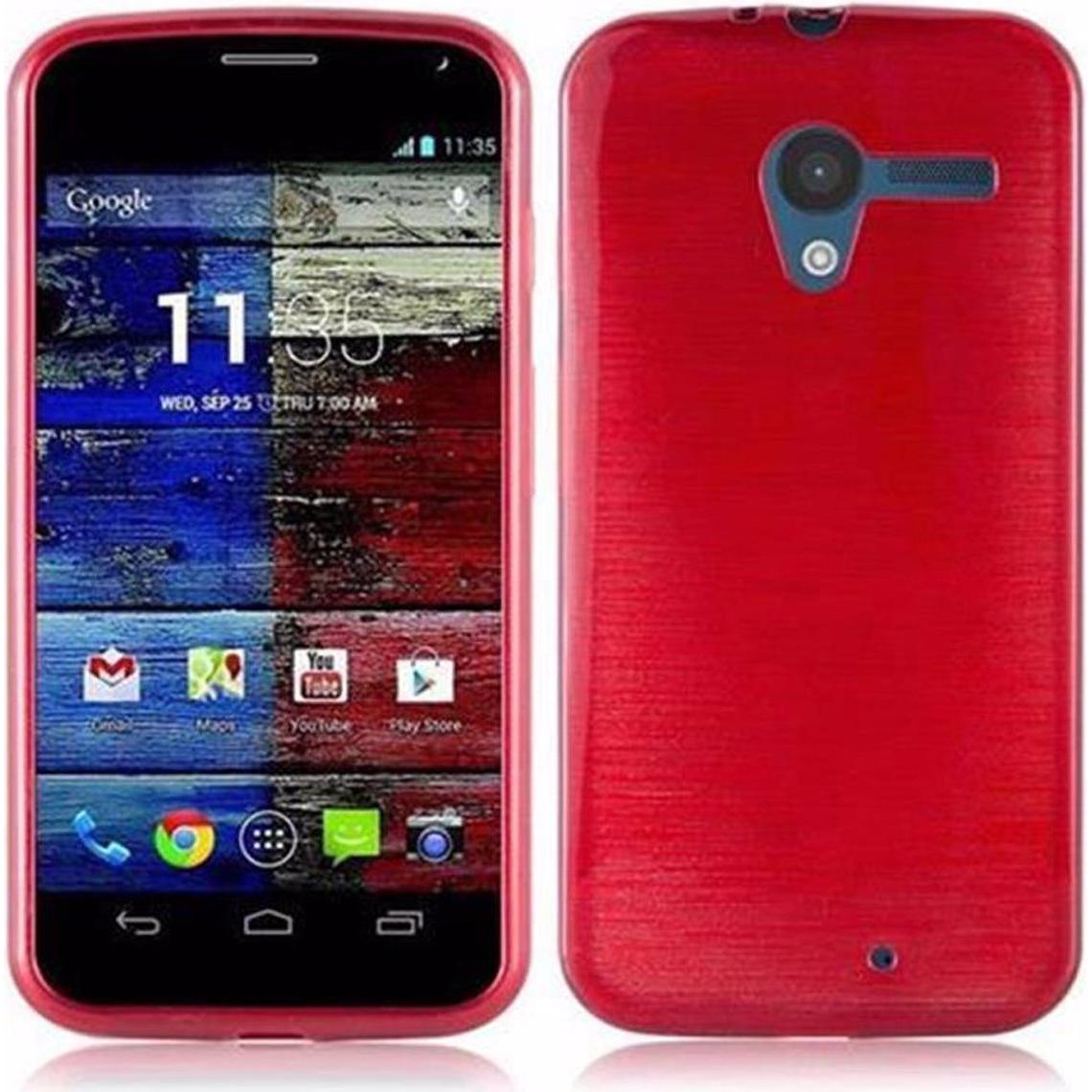 Cadorabo TPU Brushed Cover (Motorola Moto X), Smartphone Hülle, Rot