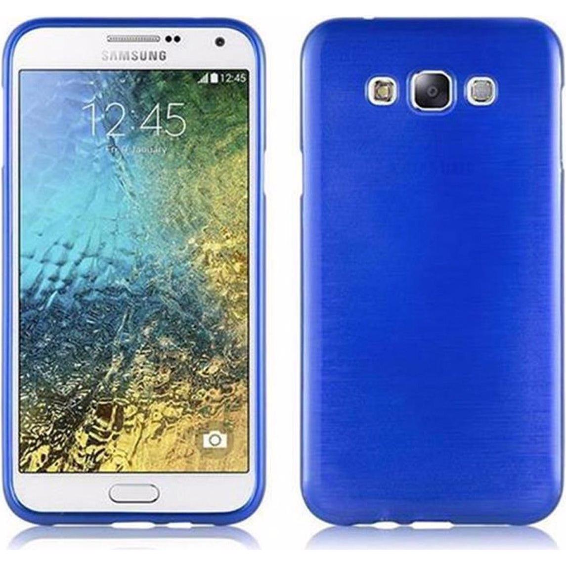 Cadorabo TPU Brushed Cover (Samsung Galaxy E7), Smartphone Hülle, Blau