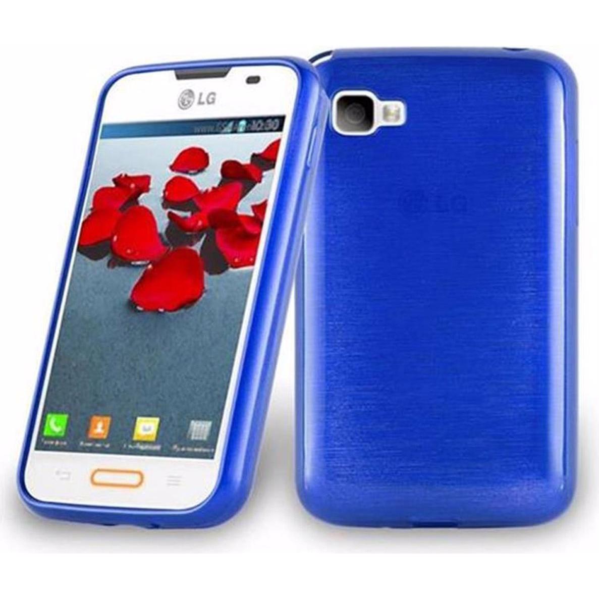 Cadorabo TPU Brushed Cover (LG Optimus L4 II), Smartphone Hülle, Blau