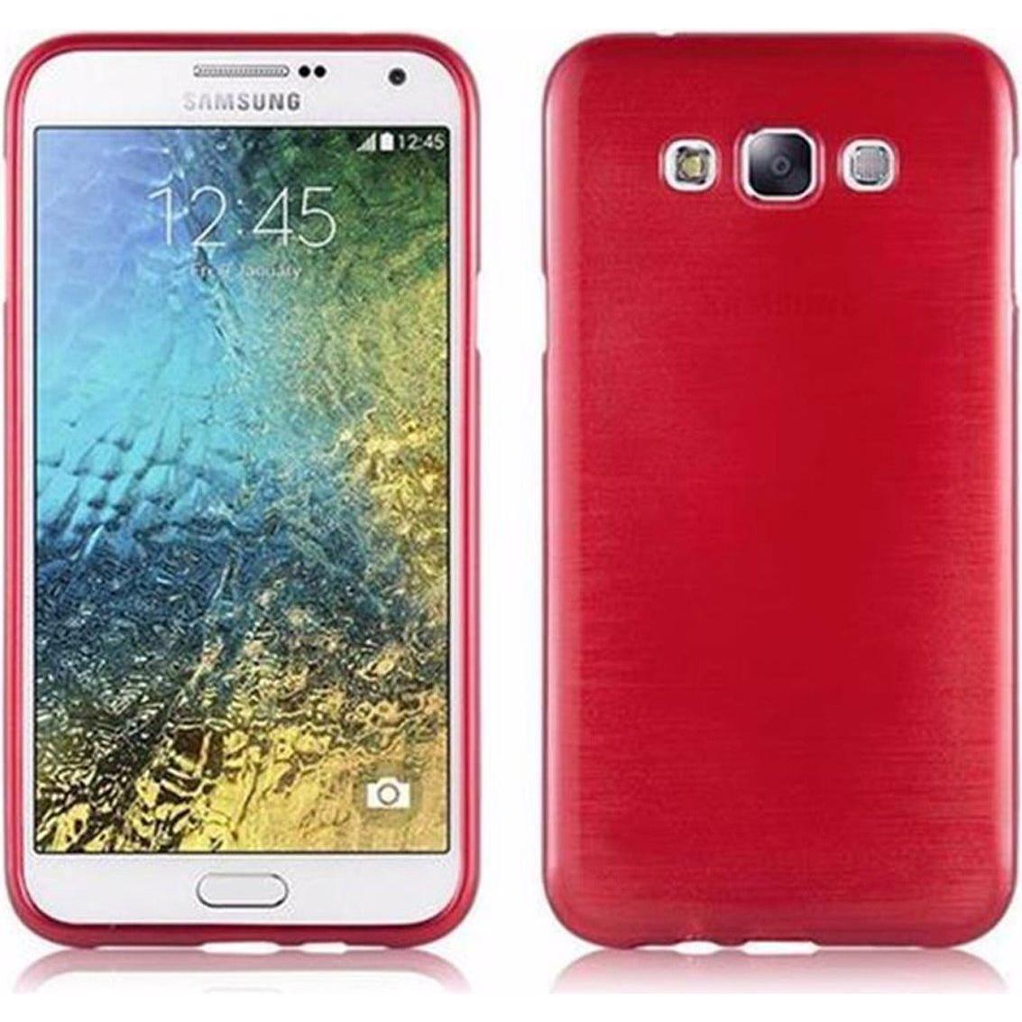 Cadorabo TPU Brushed Cover (Samsung Galaxy E7), Smartphone Hülle, Rot