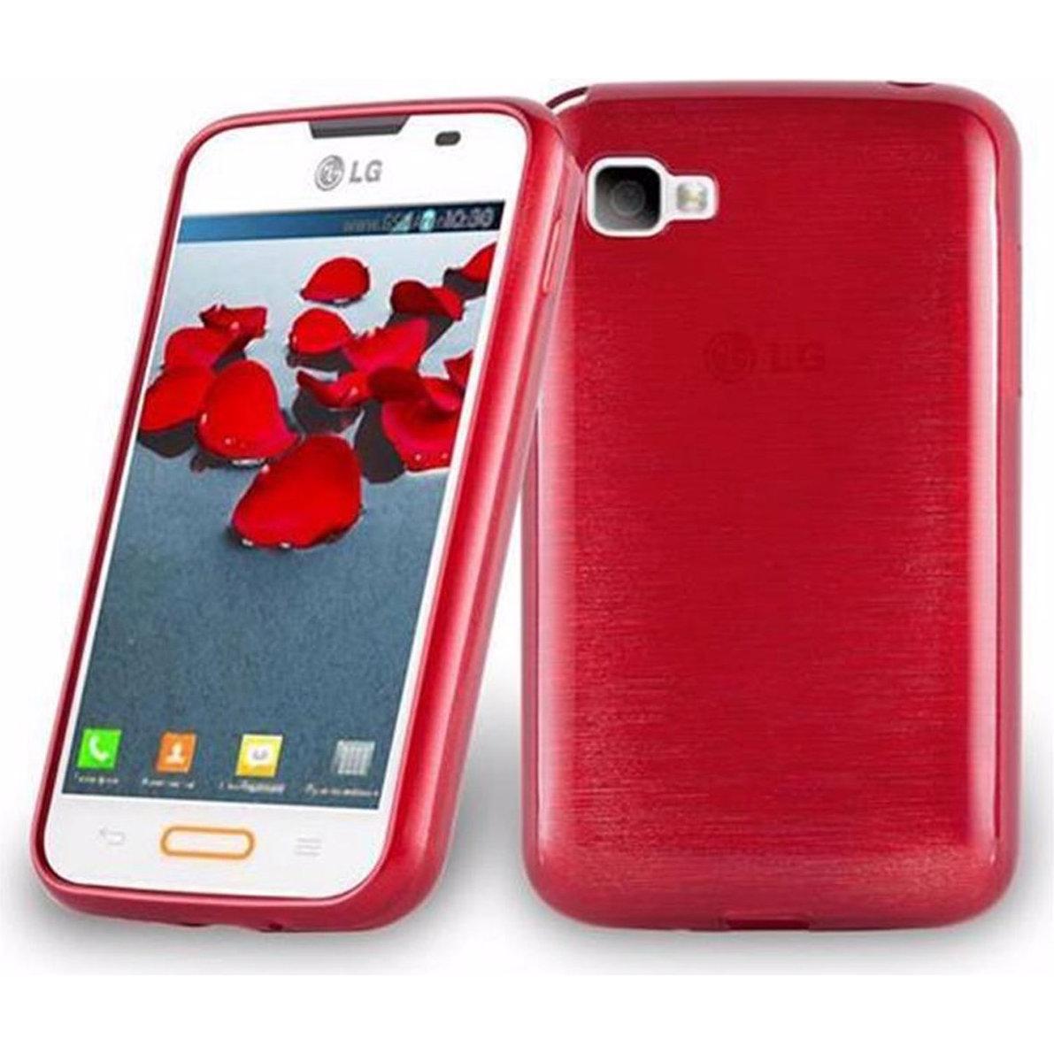 Cadorabo TPU Brushed Cover (LG Optimus L4 II), Smartphone Hülle, Rot