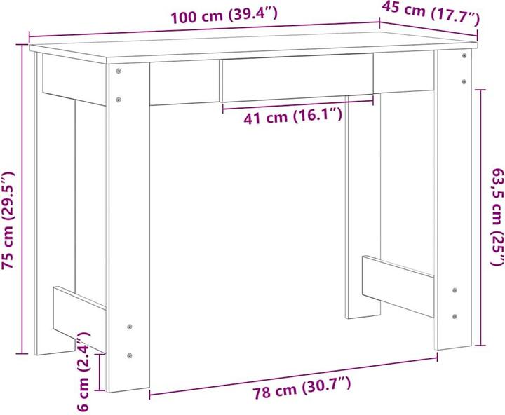 Image du produit vidaXL Schreibtisch (100 x 45 x 75 cm)