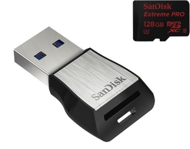 Produktbild SANDISK Extreme Pro microSD mit USB 3.0 Reader (128 GB, microSDXC, U3, UHS-II)