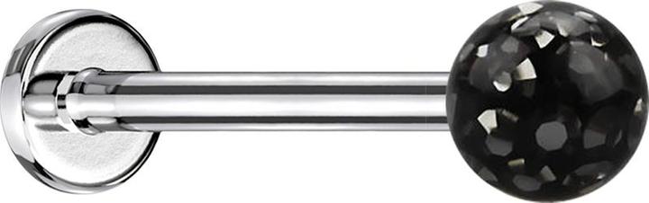 Immagine prodotto Star Piercing Micro Labret argento con sfera di cristallo nera e strato protettivo epossidico (senza ottone, Acciaio chirurgico 316L)