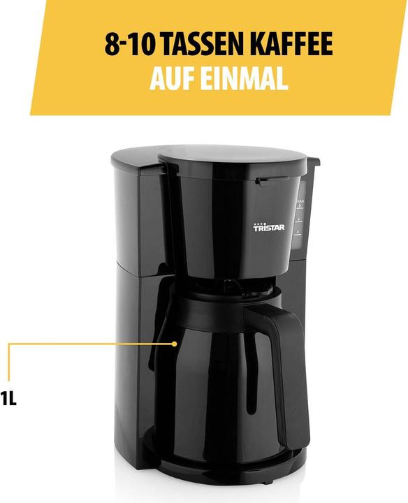 Actual product image Tristar Kaffeemaschine Schwarz Fassungsvermögen Tassen=10 Isolierkanne, Warmha