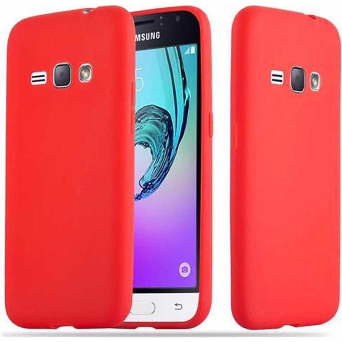 Cadorabo TPU Candy Cover (Samsung Galaxy J1 (2016)), Smartphone Hülle, Rot