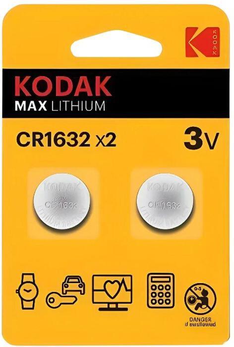Kodak MAX Knapcellebatterier CR1632 (2 Stk., CR1632, 120 mAh)