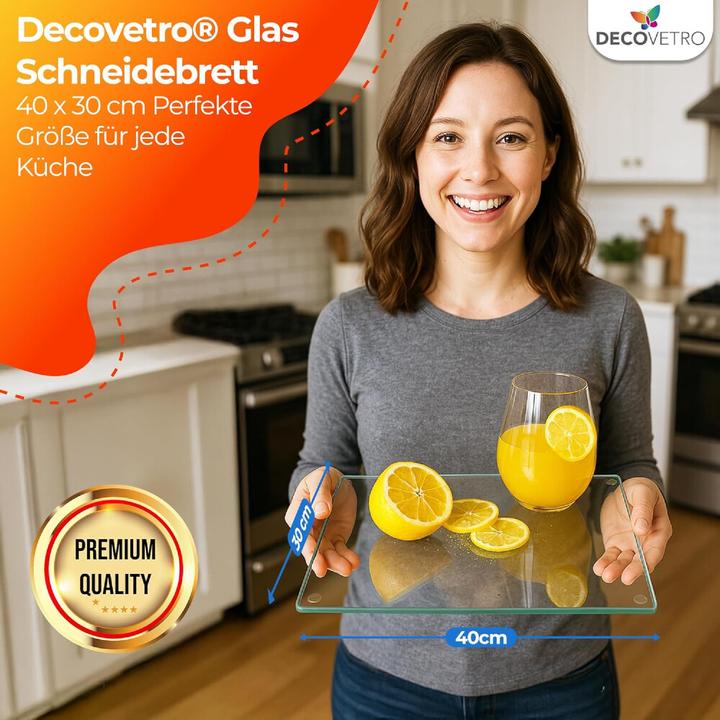 Produktbild Decovetro Schneidebrett Glas |40x30cm | Glasschneidebrett | Leicht zu reinigen