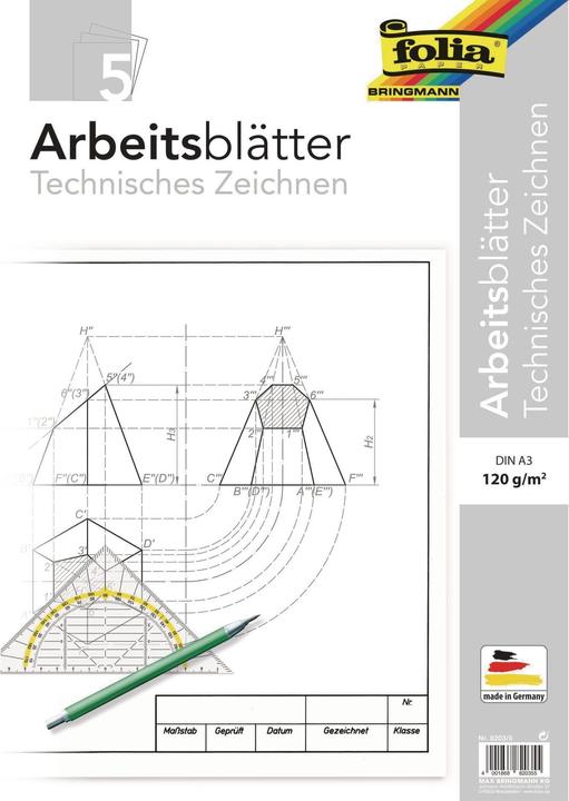 Produktbild Folia Arbeitsblätter Technisches Zeichnen, A3, 5 Blatt (120 g/m², 5 x)