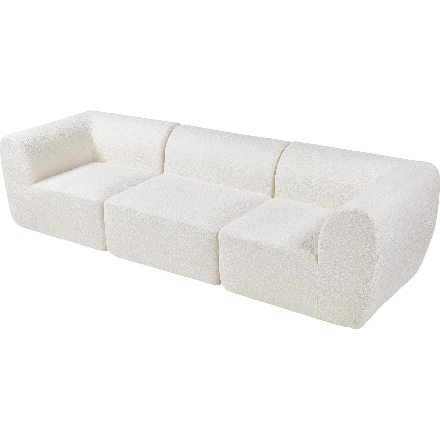 Thumbnail - En.Casa, Sofa, Modular Sofa 3-Sitzer Hurvas Bouclé Cremeweiss