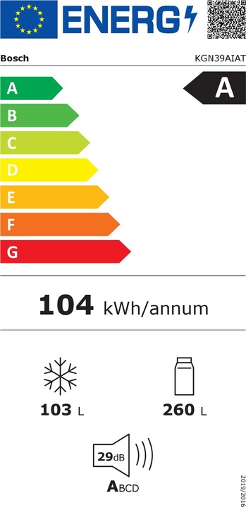 Energie-Label Bosch Hausgeräte KGN39AIAT (363 l)