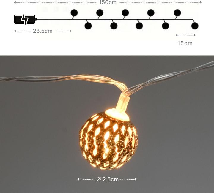 Produktbild Hermex Marokkanische LED Lichterkette 1.5m Orientalische Deko Beleuchtung (1.50 m)