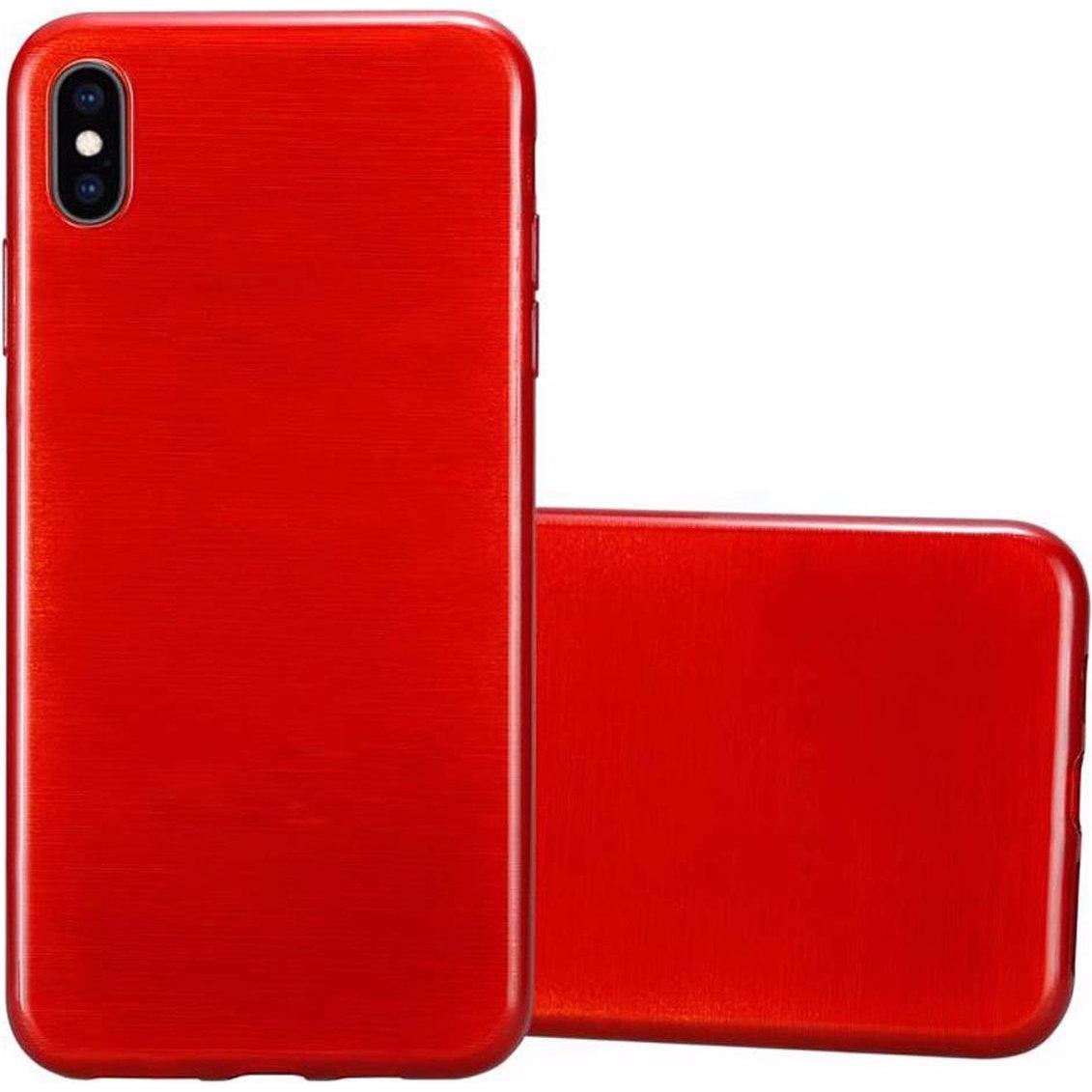 Cadorabo TPU Brushed Cover (Apple iPhone XS Max), Smartphone Hülle, Rot