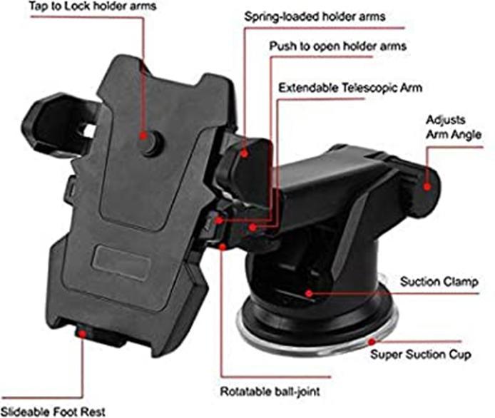Image du produit PhoneLook Support de téléphone extensible avec rotation à 360° et technologie Quick One Touch