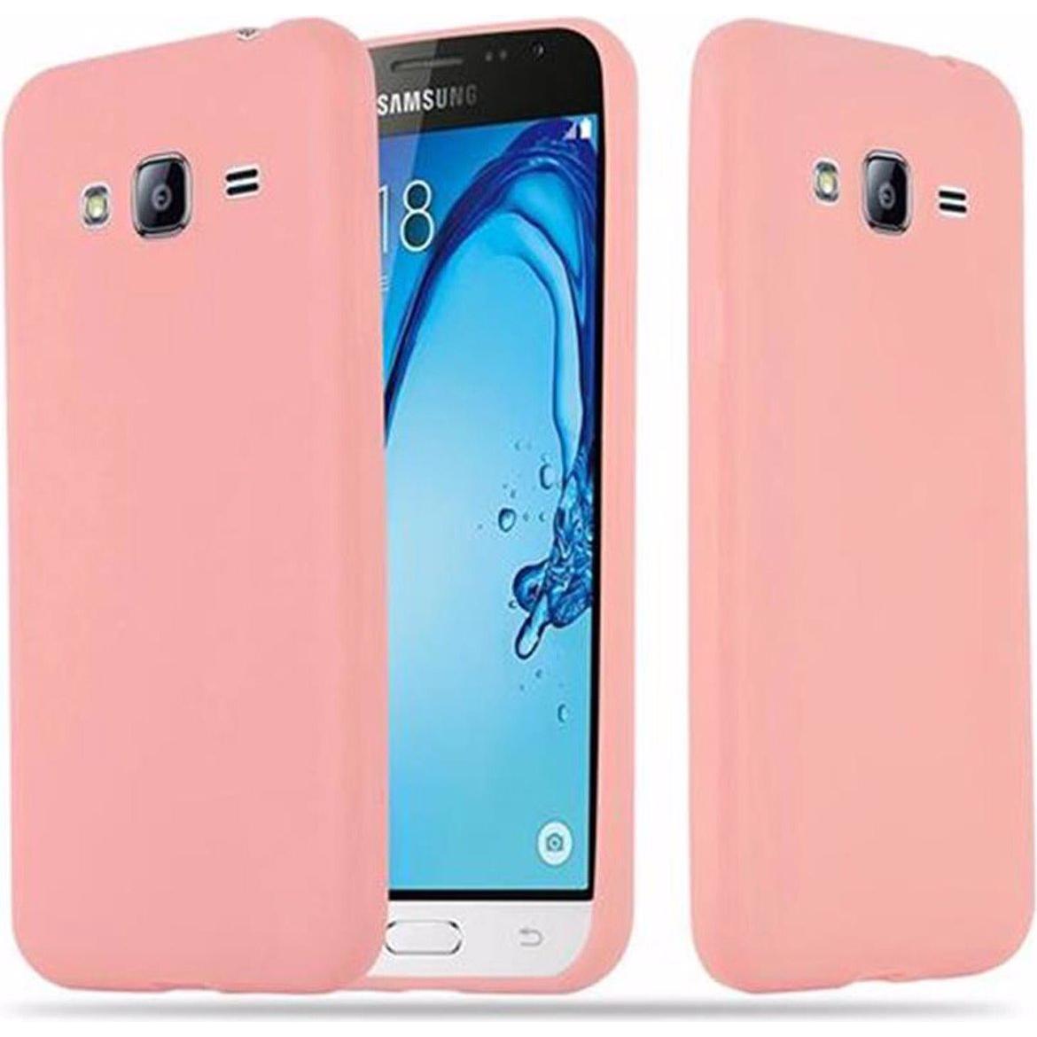 Cadorabo TPU Candy Cover (Samsung Galaxy J3), Smartphone Hülle, Rosa