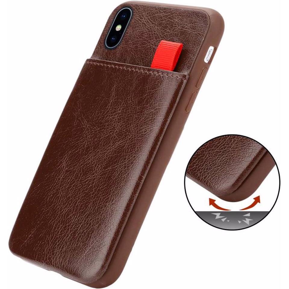 Thumbnail - Cadorabo TPU Kunstleder mit Kartenfach Cover (Apple iPhone XS Max), Smartphone Hülle, Braun