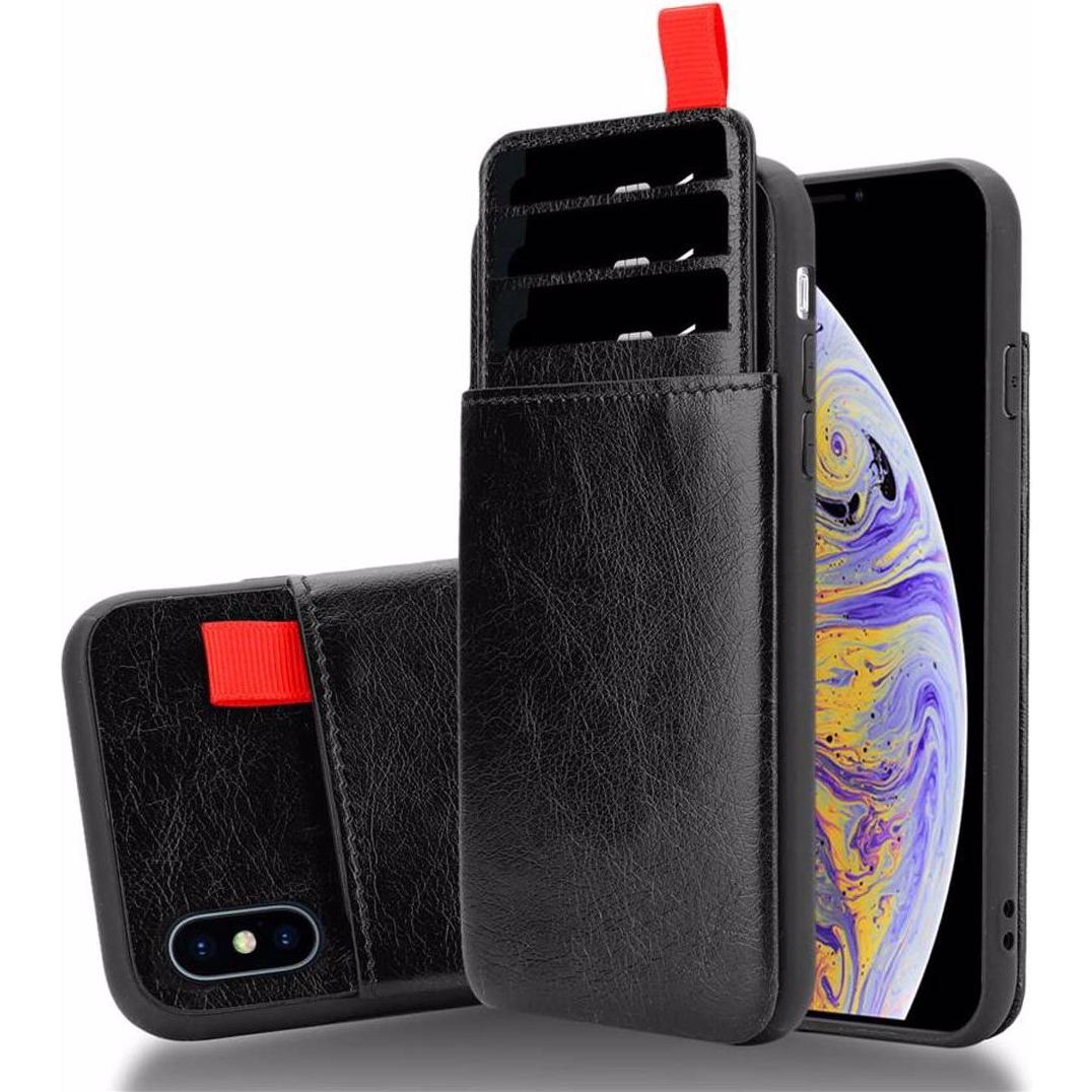 Thumbnail - Cadorabo TPU Kunstleder mit Kartenfach Cover (Apple iPhone XS Max), Smartphone Hülle, Schwarz