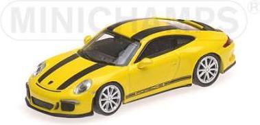 Minichamps PORSCHE 911 R 2016 jaune 1:87 w/Black Stripes and Black Writing