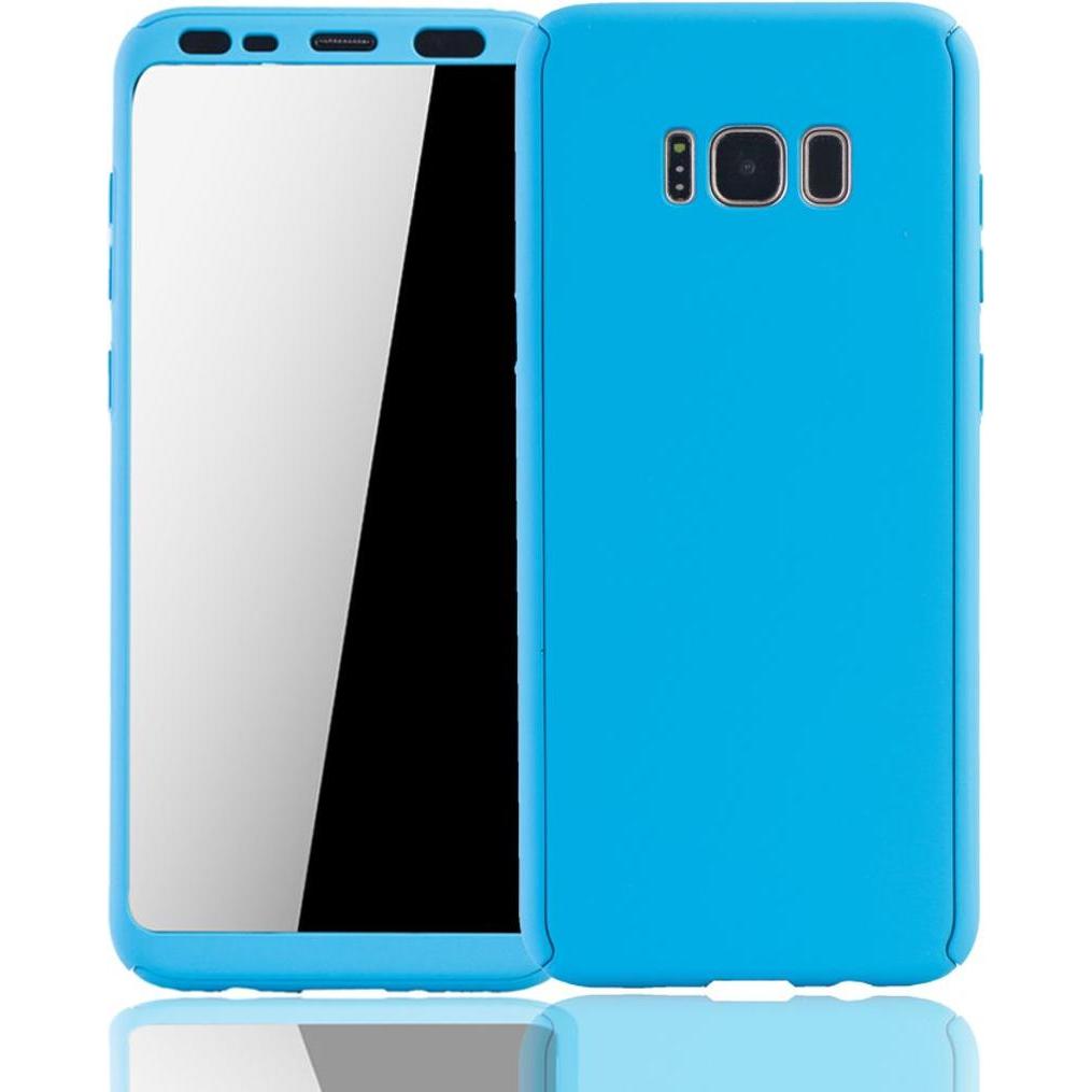 König Design Hülle Handy Schutz für Samsung Galaxy S8 Full Case Cover Displayschutz 360 Blau (Samsung Galaxy S8+), Smart...