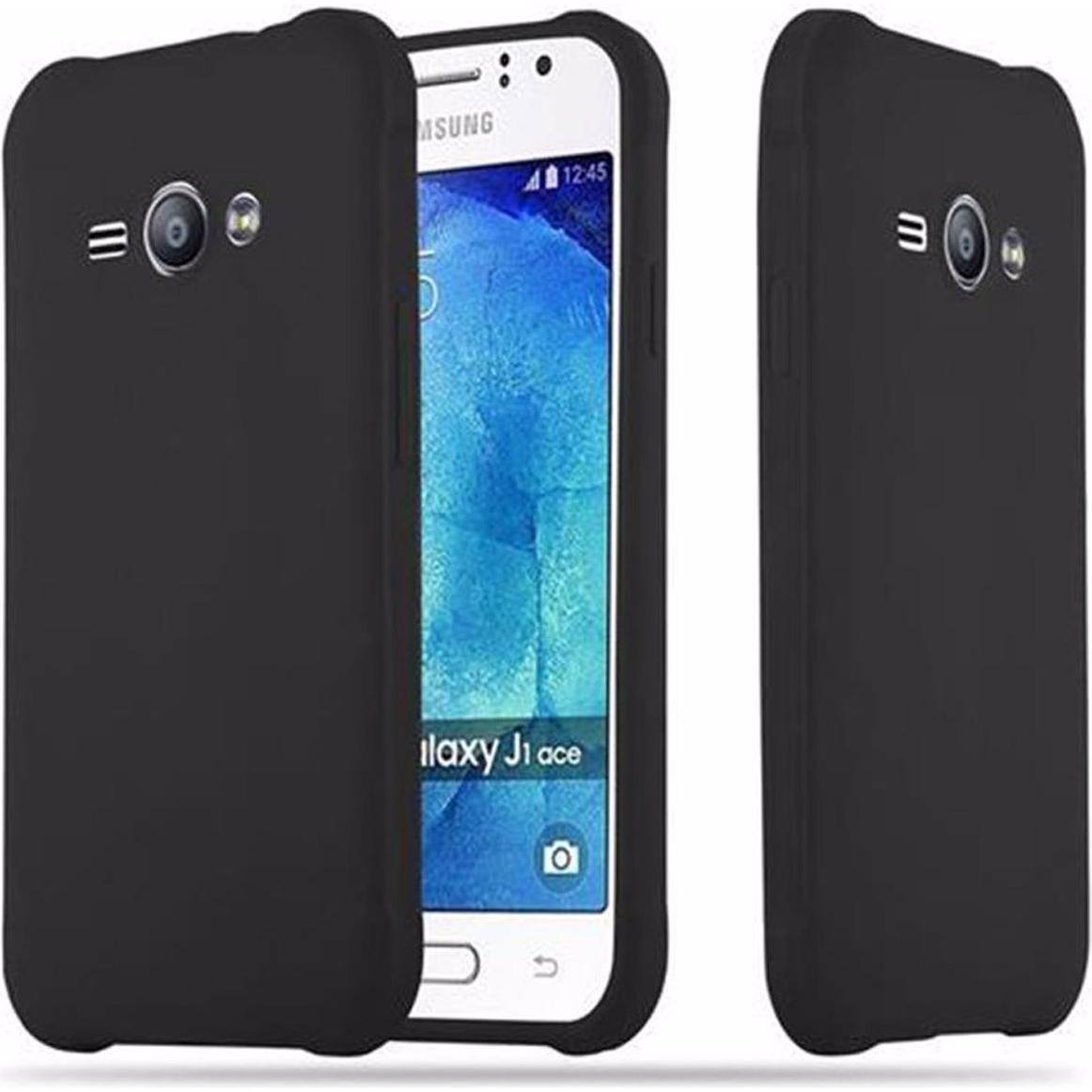 Cadorabo TPU Candy Cover (Samsung Galaxy J1 Ace), Smartphone Hülle, Schwarz