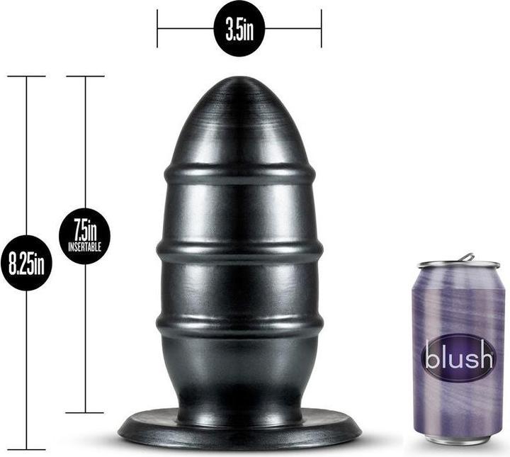 Actual product image Blush Jet FUC Plug - 8 Inch Long Extra Girthy 3.5" Wide Anal Butt Plug - Sturdy Suction Cup for Hand