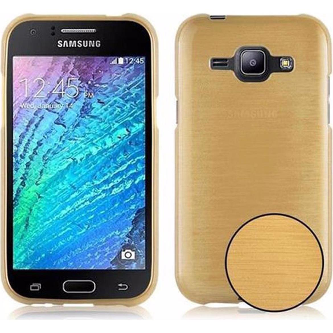Cadorabo TPU Brushed Cover (Samsung Galaxy J1), Smartphone Hülle, Gold